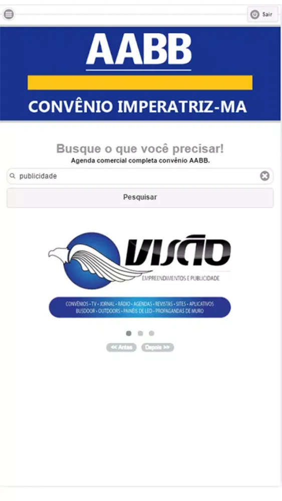 Capturas de tela do AABB Convênio Imperatriz
