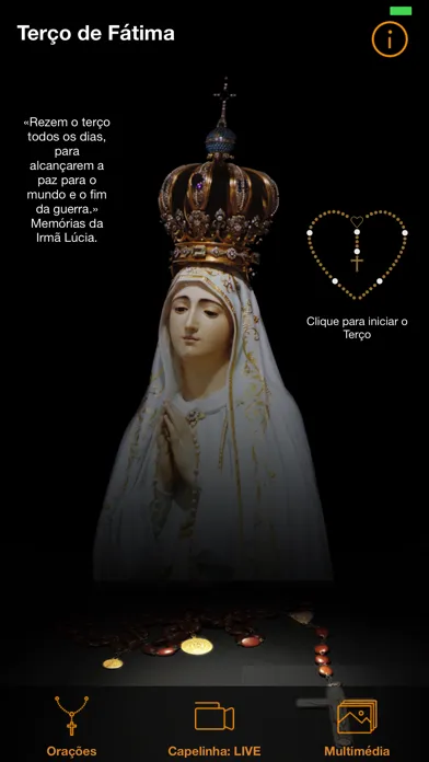 Capturas de tela do Terço de Fátima