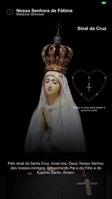 Capturas de tela do Terço de Fátima