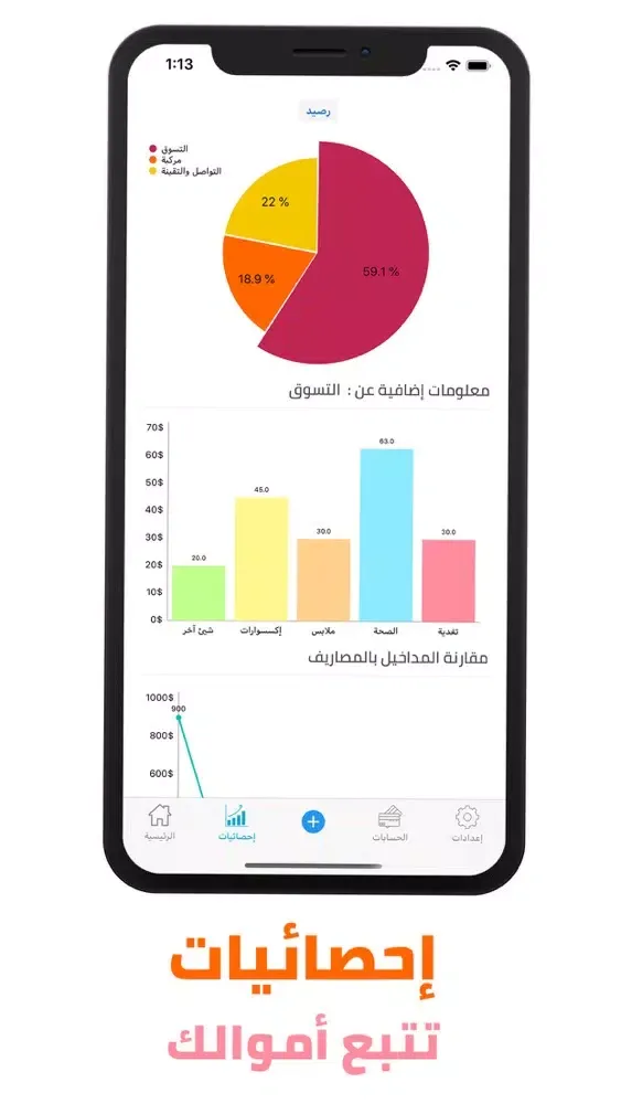 Zrzuty ekranu مصاريف : محفظة إلكترونية