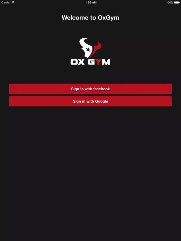 Ảnh chụp màn hình của OxGym iPad 