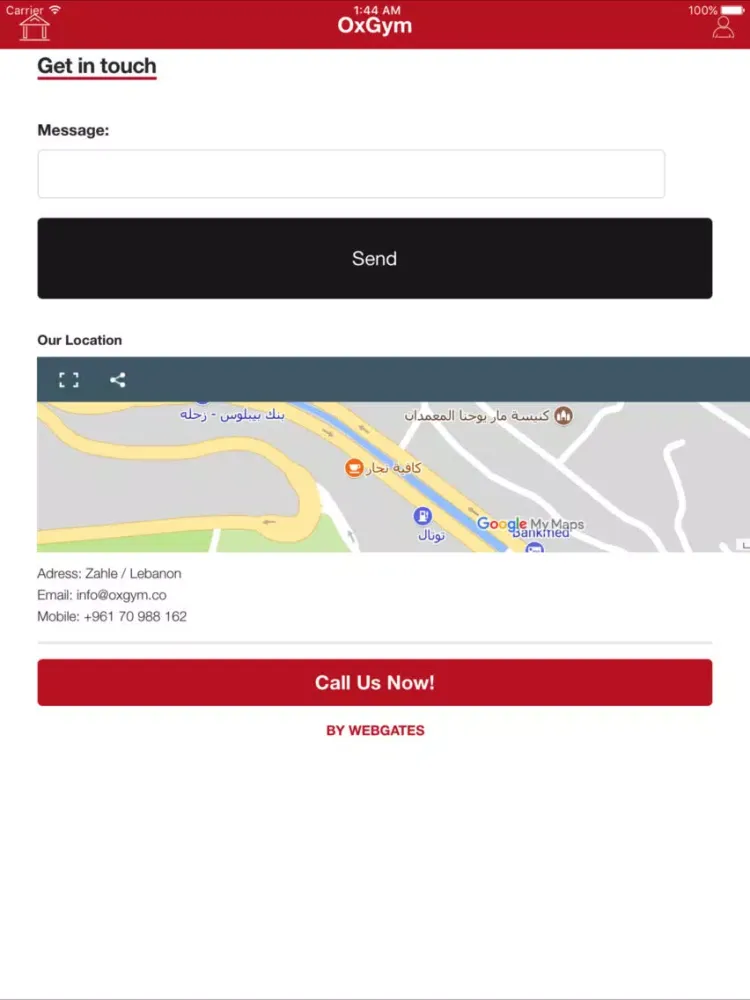 Ảnh chụp màn hình của OxGym iPad 