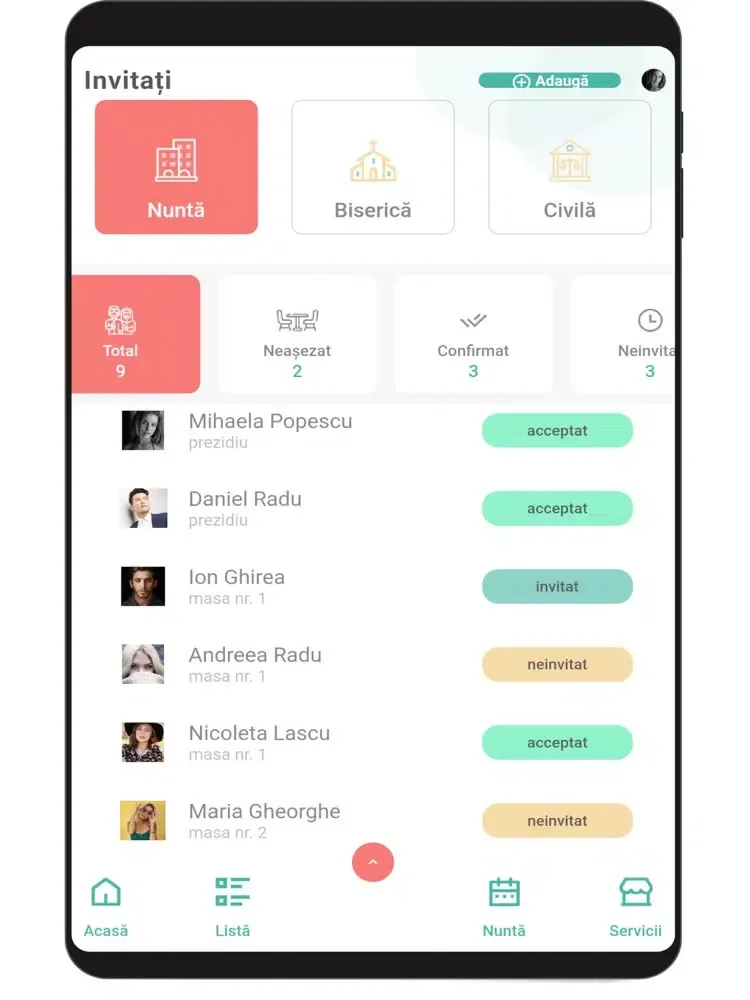 Tangkapan layar Organizator Nunta iPad 