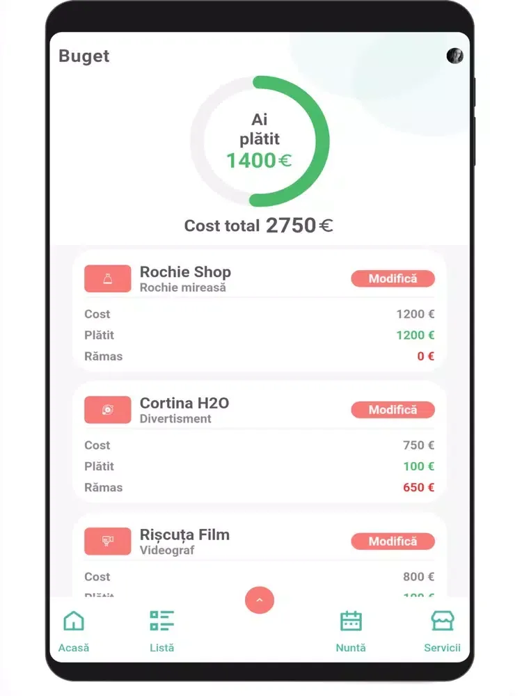 Tangkapan layar Organizator Nunta iPad 