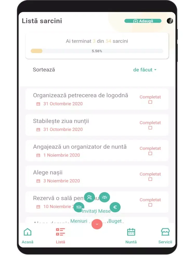 Tangkapan layar Organizator Nunta iPad 