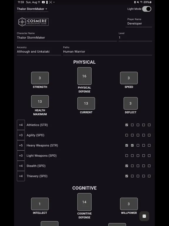 Captures d'écran de Cosmere RPG Character Sheets iPad 