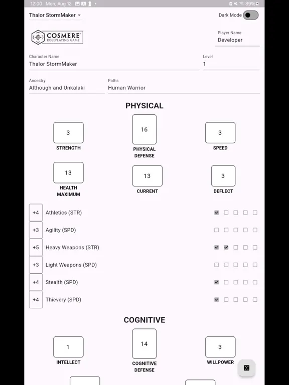 Captures d'écran de Cosmere RPG Character Sheets iPad 