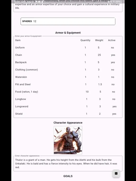 Captures d'écran de Cosmere RPG Character Sheets iPad 