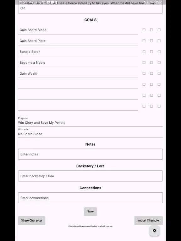 Captures d'écran de Cosmere RPG Character Sheets iPad 