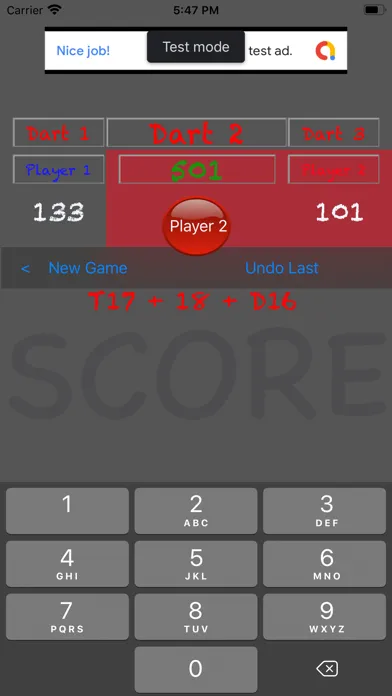 Tangkapan skrin GBDartsScore