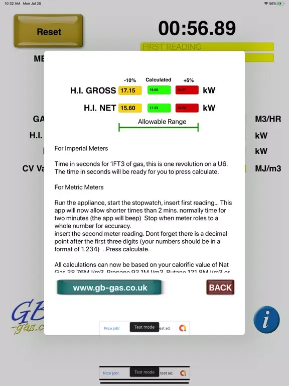 Capturas de tela do GB Gas Heat Input Calculator iPad 