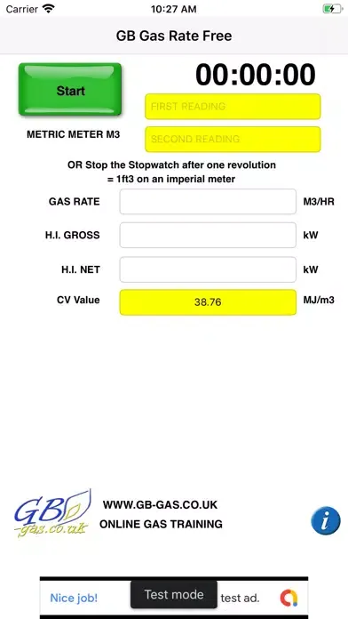 Capturas de tela do GB Gas Heat Input Calculator