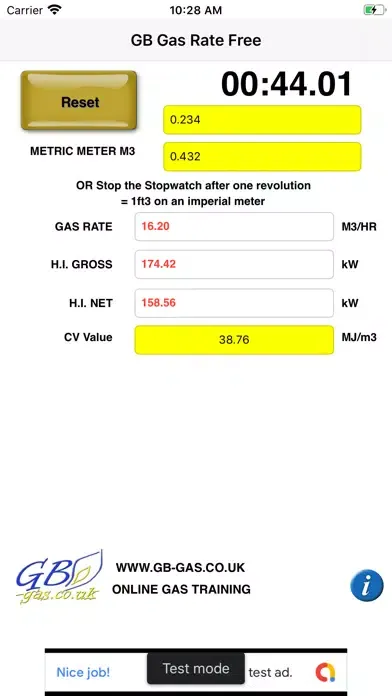 Capturas de tela do GB Gas Heat Input Calculator