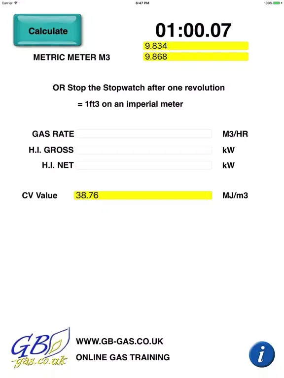 GB Gas Rate Calculator iPad  Screenshots