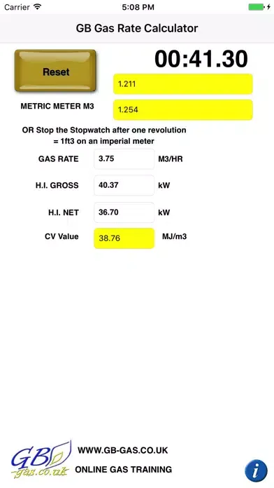 GB Gas Rate Calculator Screenshots