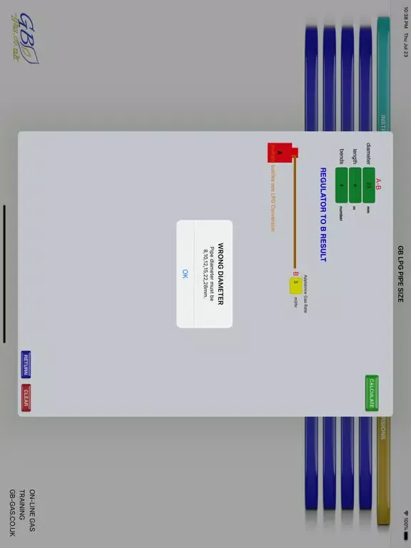 GB GAS L.P.G. PIPE SIZING APP iPad  스크린샷
