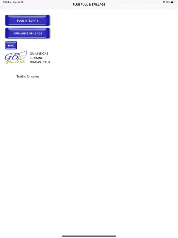 GB Gas Flue & Spillage testing iPad  Screenshots