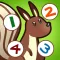 Forest counting game for children: Learn to count the numbers 1-10 with the animals of the woods