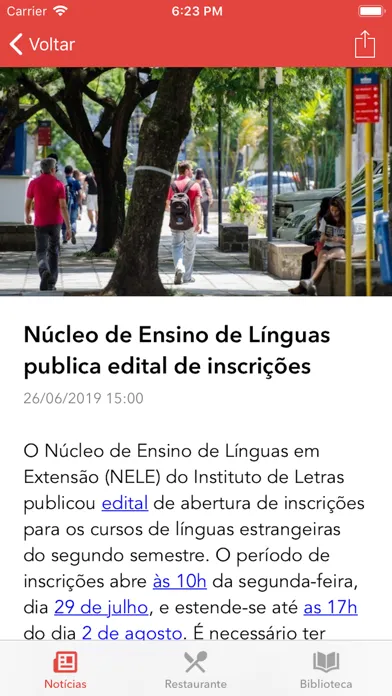 Capturas de tela do UFRGS Mobile