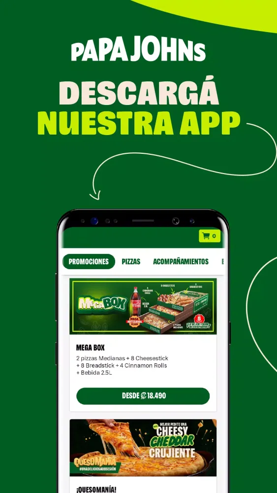 Screenshot di Papa John's Costa Rica