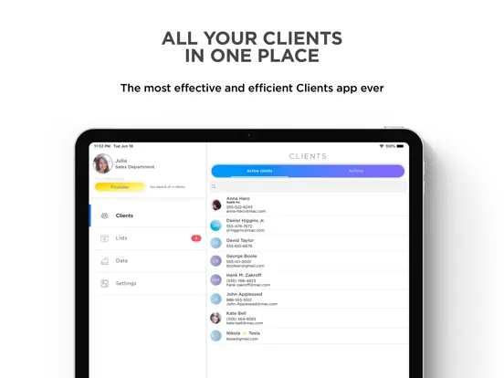 Clients — CRM mobile, personal iPad  স্ক্রিনশট