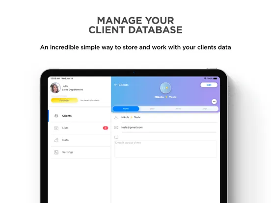 Clients — CRM mobile, personal iPad  স্ক্রিনশট