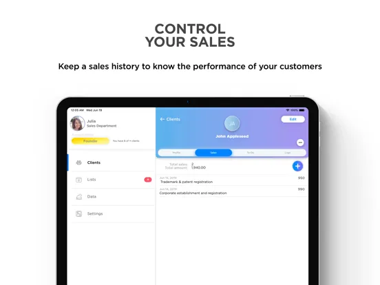 Clients — CRM mobile, personal iPad  স্ক্রিনশট