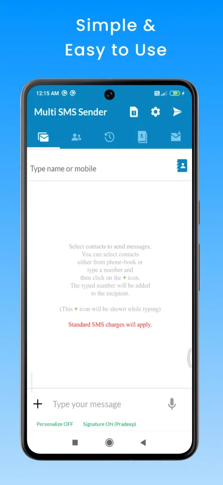 Multi SMS Sender (MSS) Screenshots