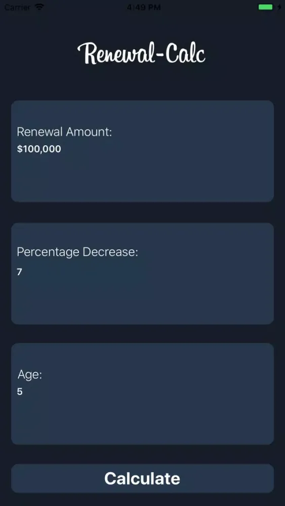 Ảnh chụp màn hình của Renewal-Calc
