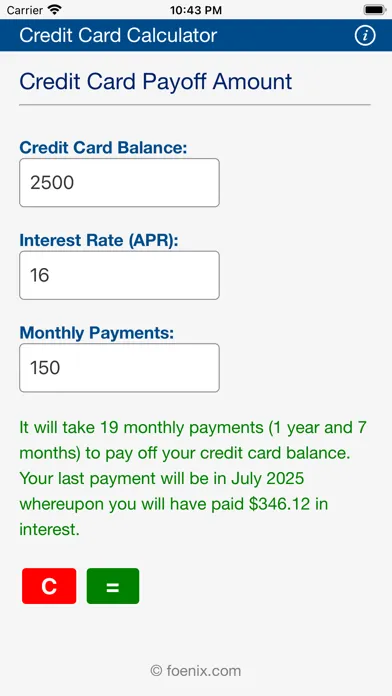 Capturas de pantalla de Credit Card Calculator