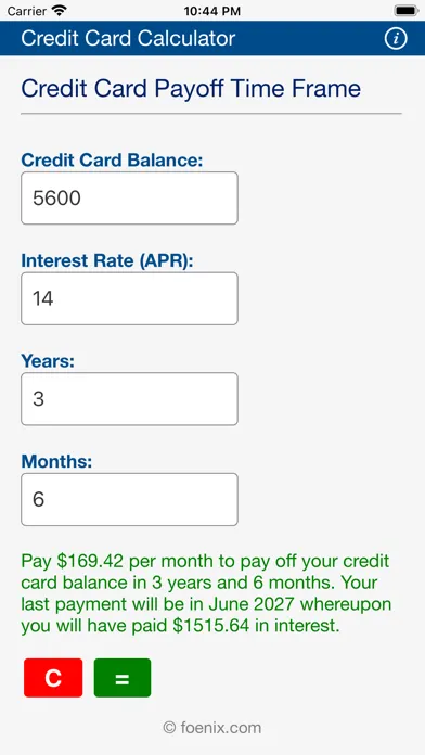 Capturas de pantalla de Credit Card Calculator