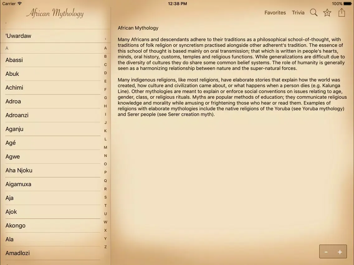Capturas de tela do Mythology - African iPad 