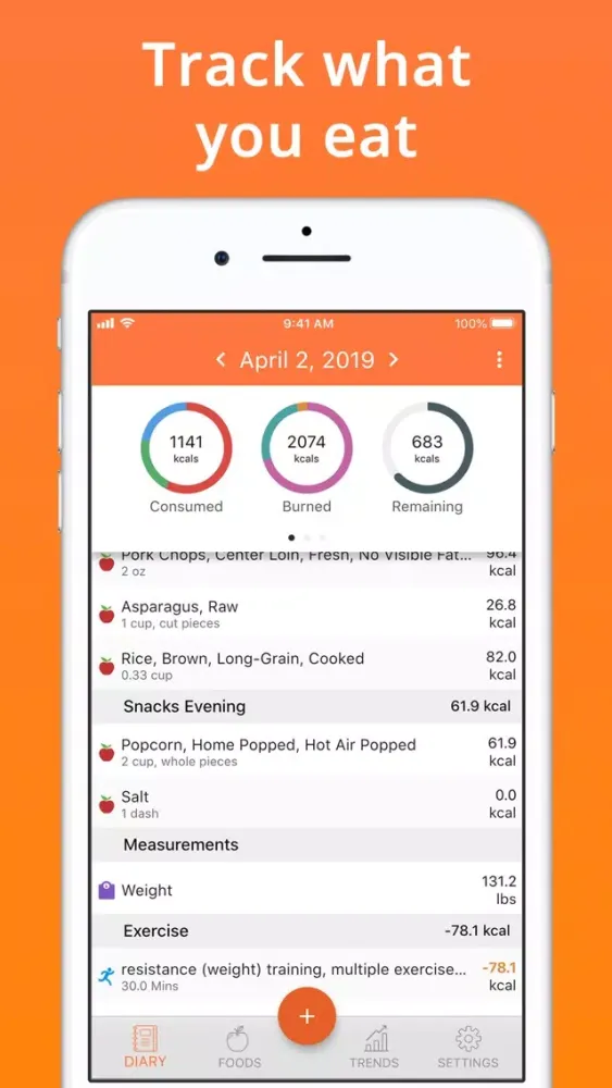 Tangkapan layar Cron-o-Meter Nutrition Tracker