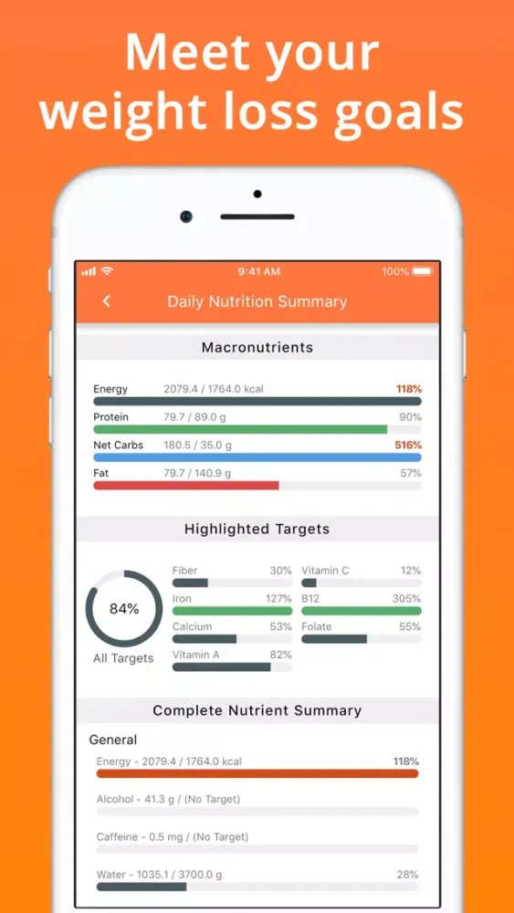 Tangkapan layar Cron-o-Meter Nutrition Tracker