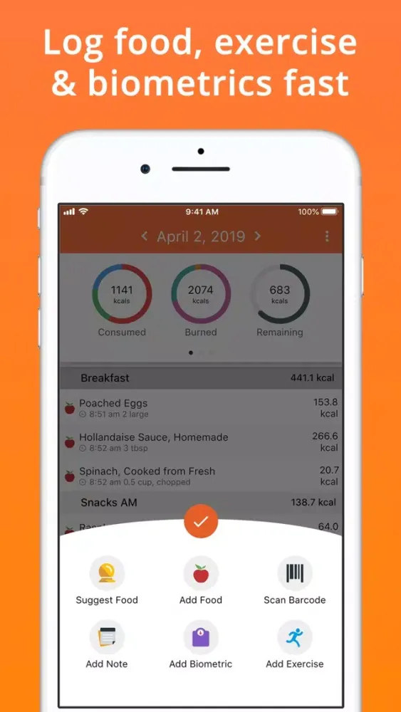 Tangkapan layar Cron-o-Meter Nutrition Tracker