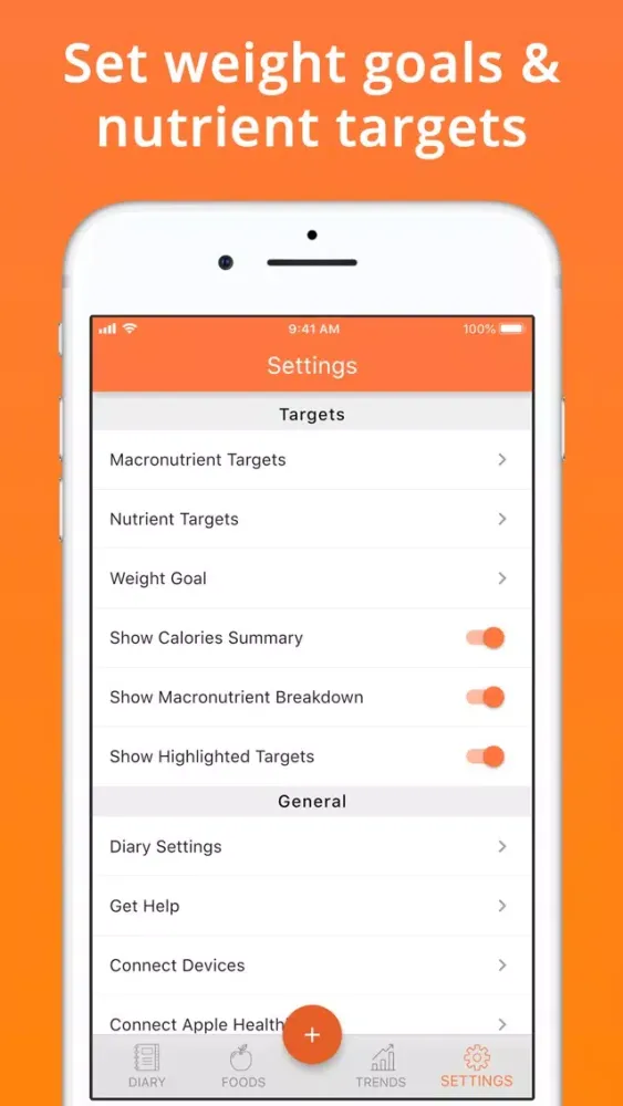 Tangkapan layar Cron-o-Meter Nutrition Tracker