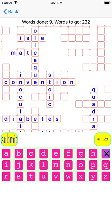 Capturas de tela do Expanding crossword puzzle