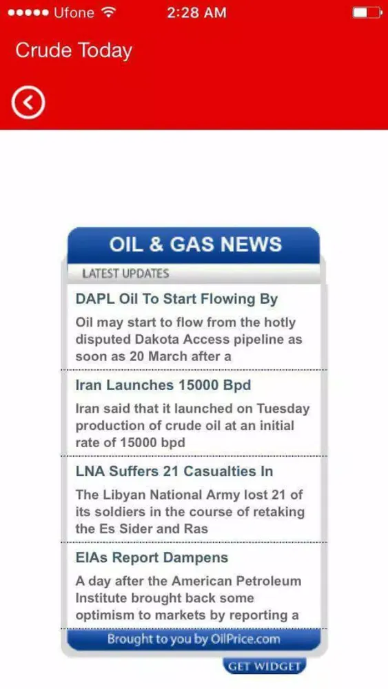 Ảnh chụp màn hình của Crude Today - Daily Oil Price