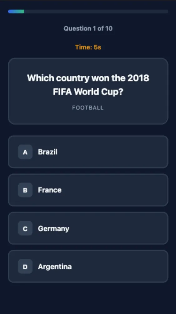 Sports quiz Screenshots