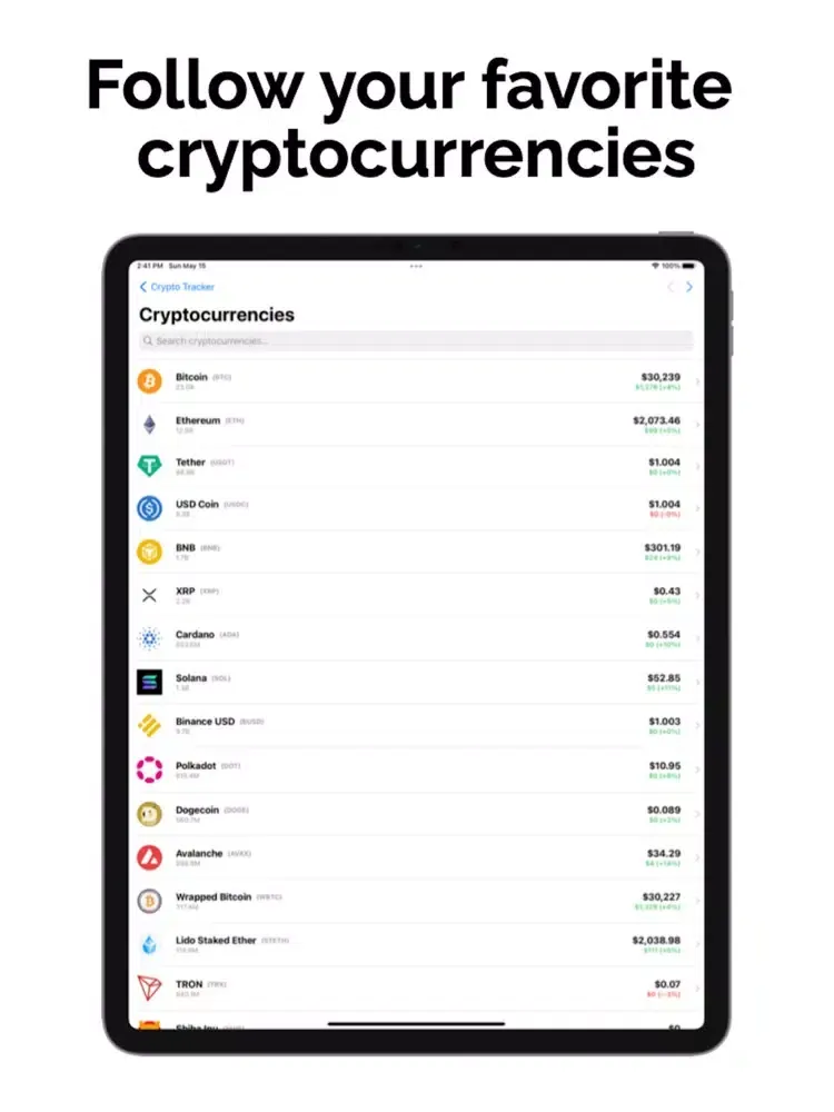 Tangkapan skrin CoinWatcher+ iPad 