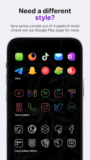 ภาพหน้าจอของ Vera Outline Black: Icon Pack