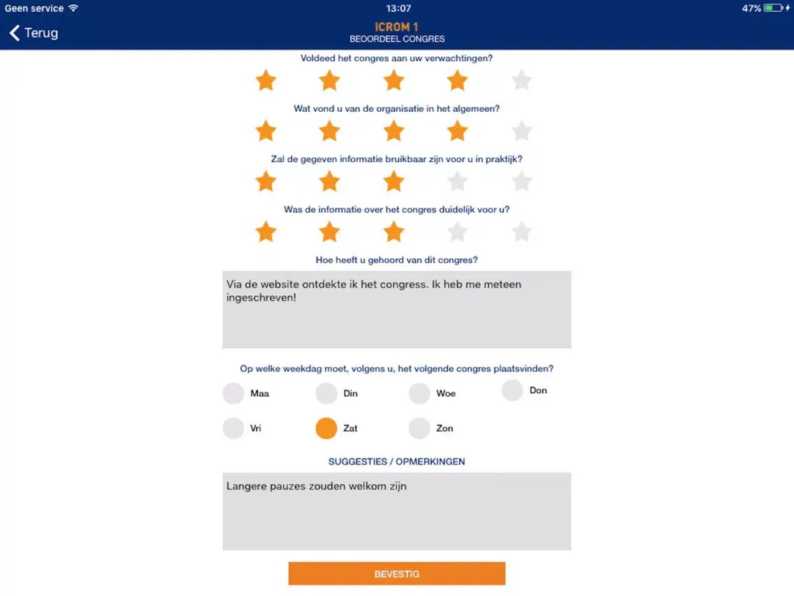 Ảnh chụp màn hình của ICROM Congress iPad 