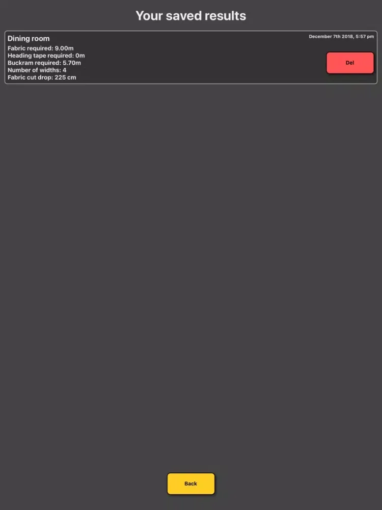 Ảnh chụp màn hình của Curtain / Drapes Calculator iPad 