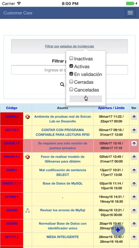 CustomerCare Movil Screenshots