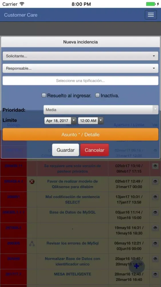 CustomerCare Movil Screenshots