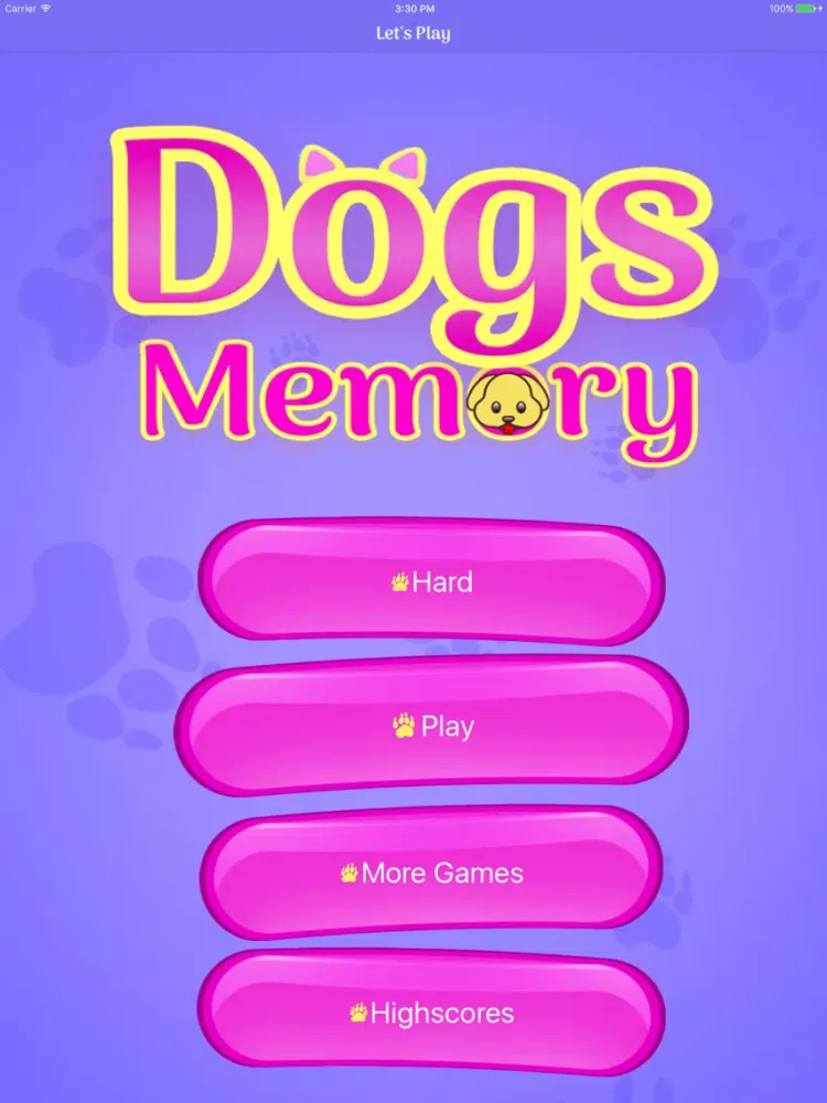 Cute Dogs Memory Match Game iPad  Screenshots