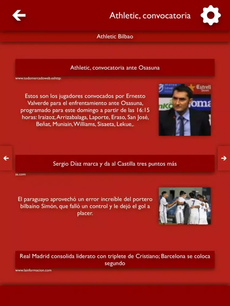 Capturas de tela do TLN-Todas Las Noticias del Athletic Club de Bilbao iPad 