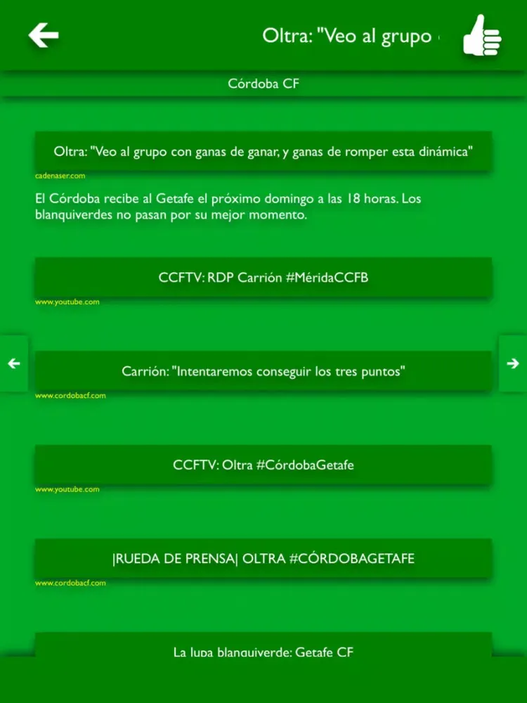 Tangkapan skrin TLN - Todas Las Noticias del Córdoba CF iPad 