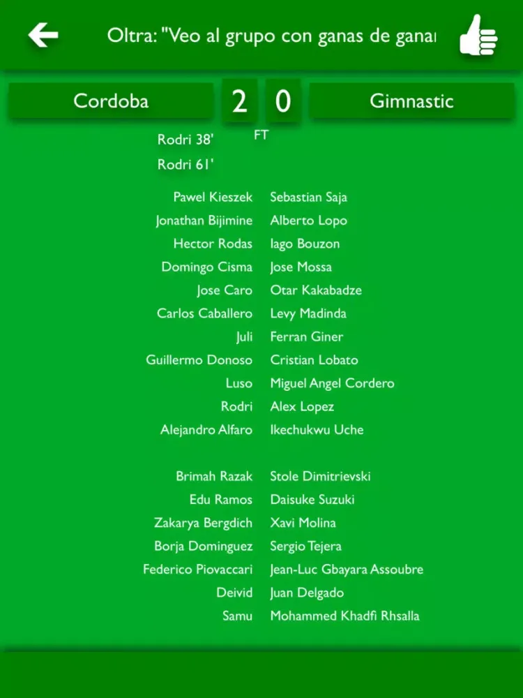 Tangkapan skrin TLN - Todas Las Noticias del Córdoba CF iPad 