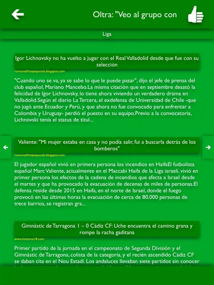 Tangkapan skrin TLN - Todas Las Noticias del Córdoba CF iPad 